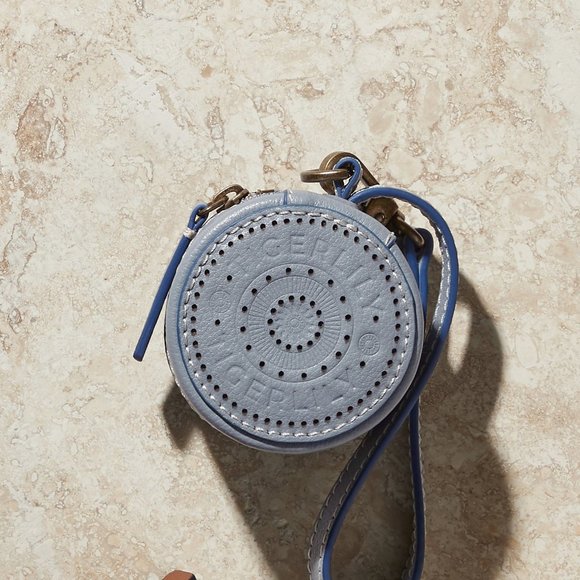 TIGERLILY Blue Grey Leather Keychain Coin Purse Wristlet NWT RRP$79 - Picture 2 of 6